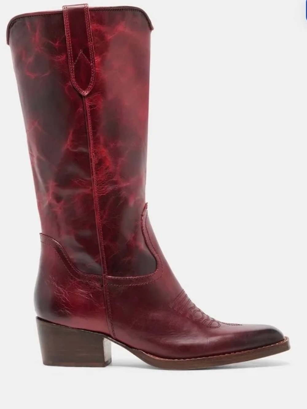 Dolce Vita Garnet Red Western
Leather Boots in Garnet Leather